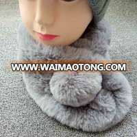 Cheap fake fur hooded muffler scarf fur beanie hat faux rabbit fur scarves